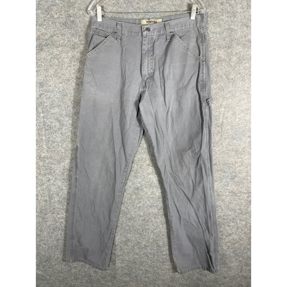 Wrangler Authentics Mens Gray Carpenter Pants Utility‎ Workwear Size 32x34